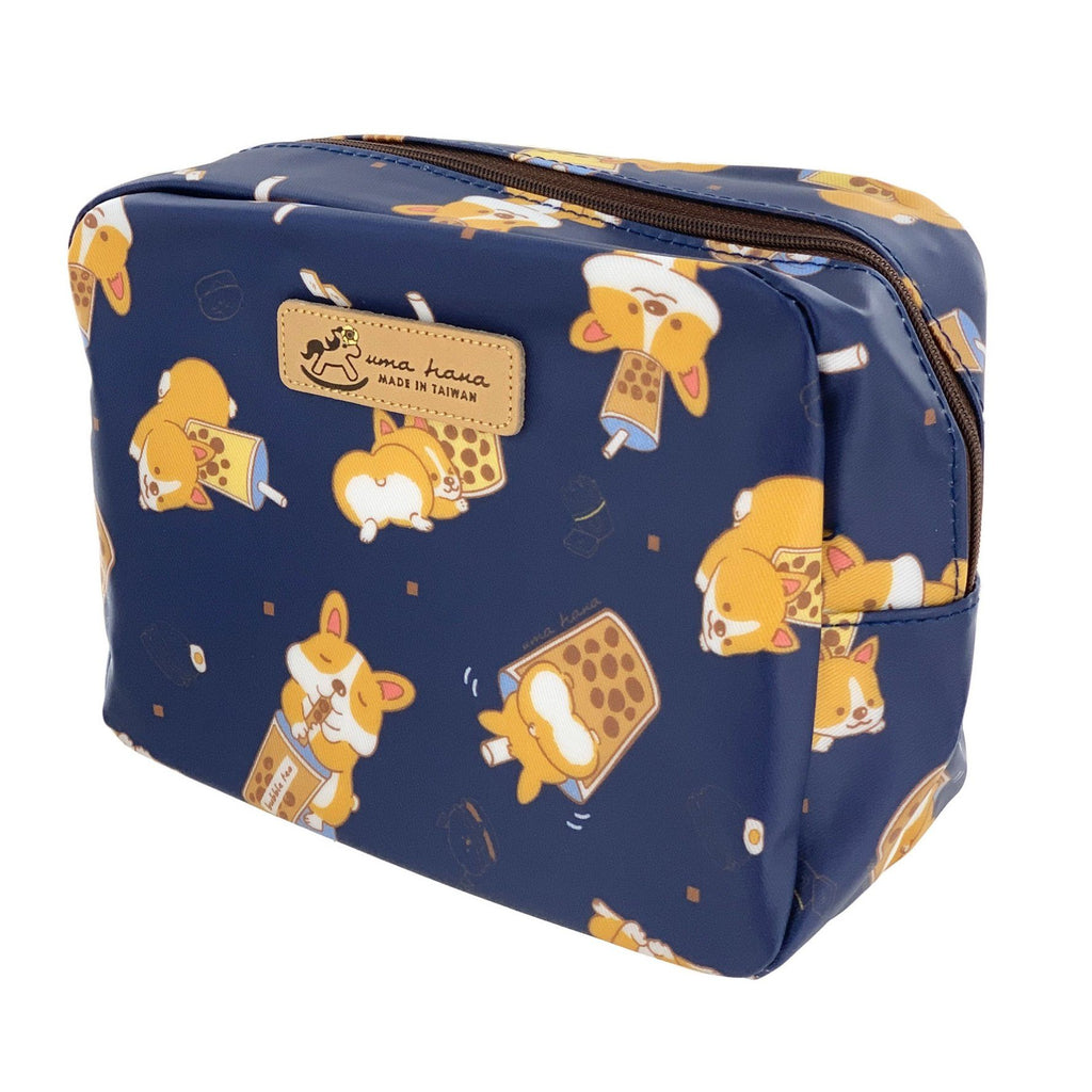 Blue Bubble Tea Corgi Cube Cosmetic Bag Cosmetic Bag Tworgis 