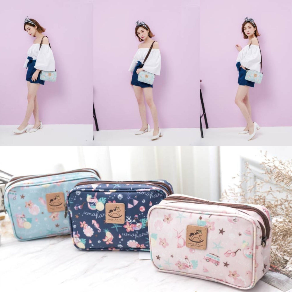 Blue Bubble Tea Corgi Double Zipper Crossbody Crossbody Tworgis 