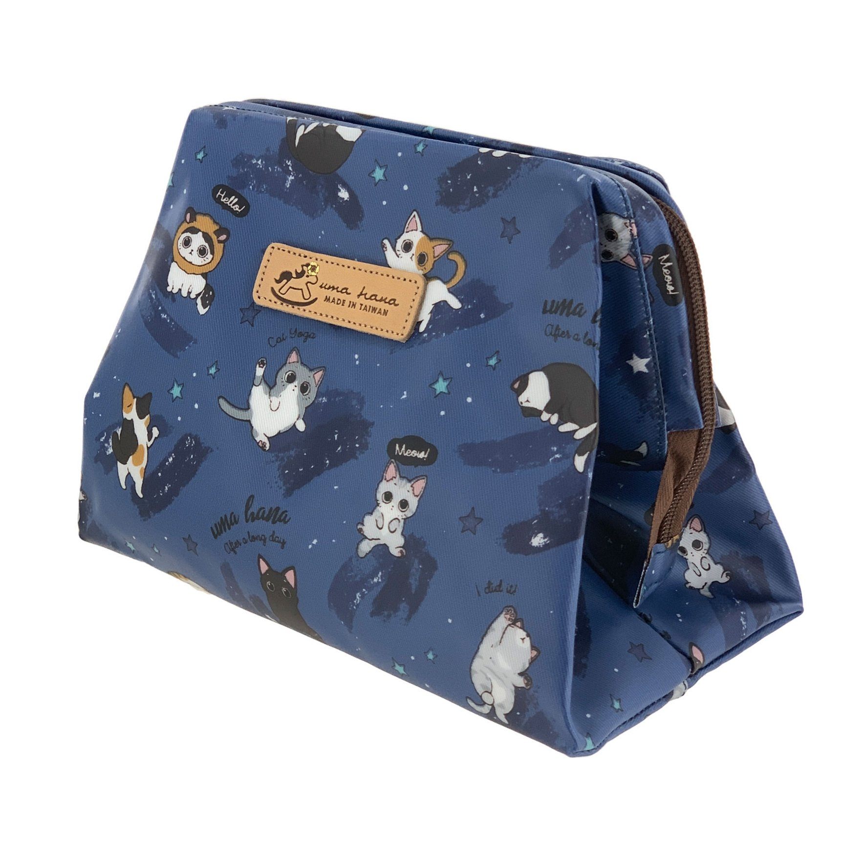 Blue Cat Yoga Large Cosmetic Bag Cosmetic Bag Tworgis 