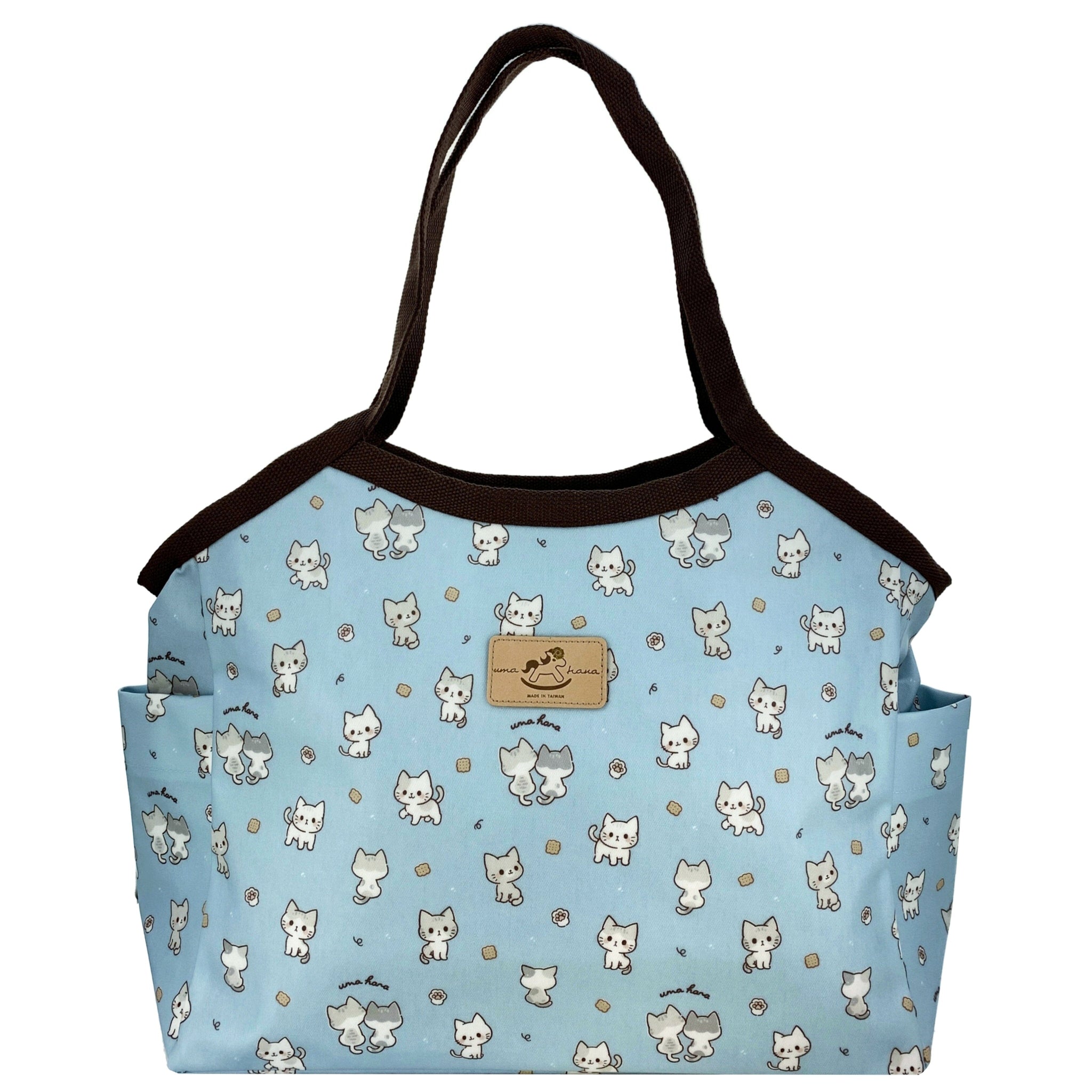 Blue Crumbs & Kittens Trapeze Shoulder Tote
