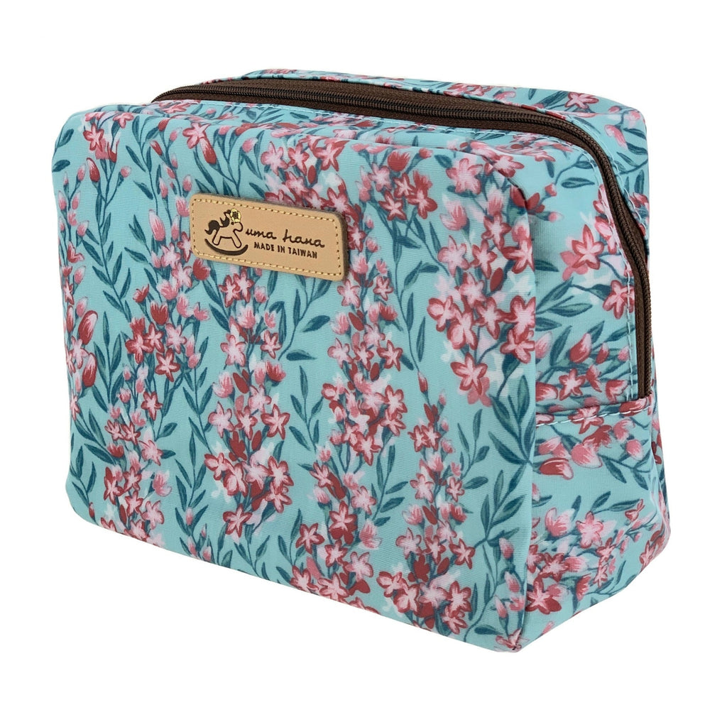 Blue Floral Bloom Cube Cosmetic Bag Cosmetic Bag Tworgis 