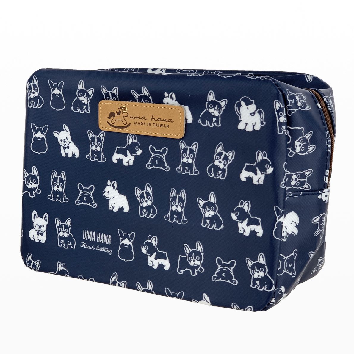 Blue French Bulldog Cube Cosmetic Bag Cosmetic Bag Tworgis 