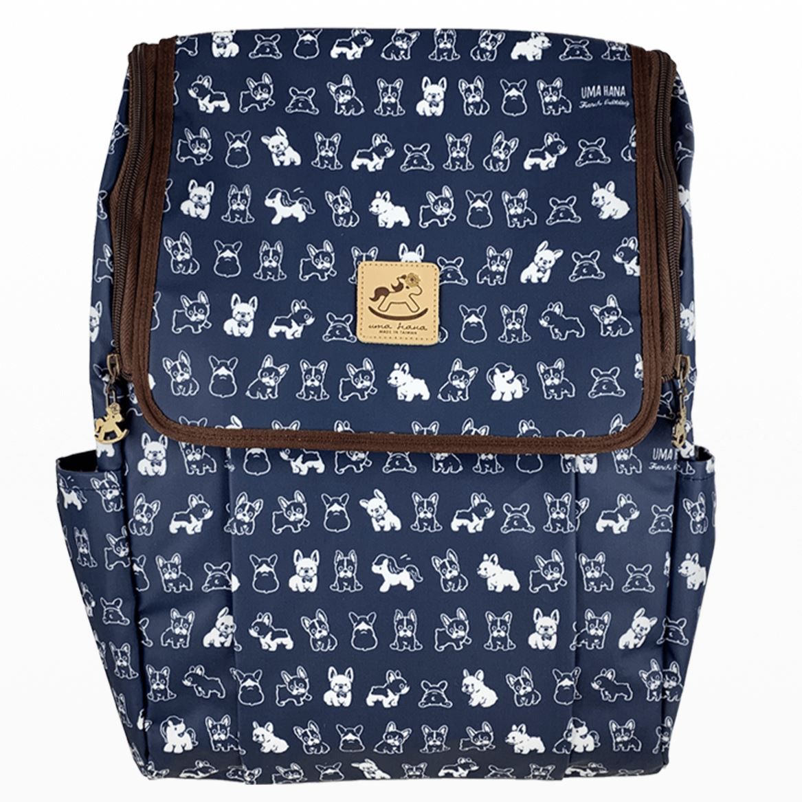 Blue French Bulldog Flip Backpack Backpack Tworgis 
