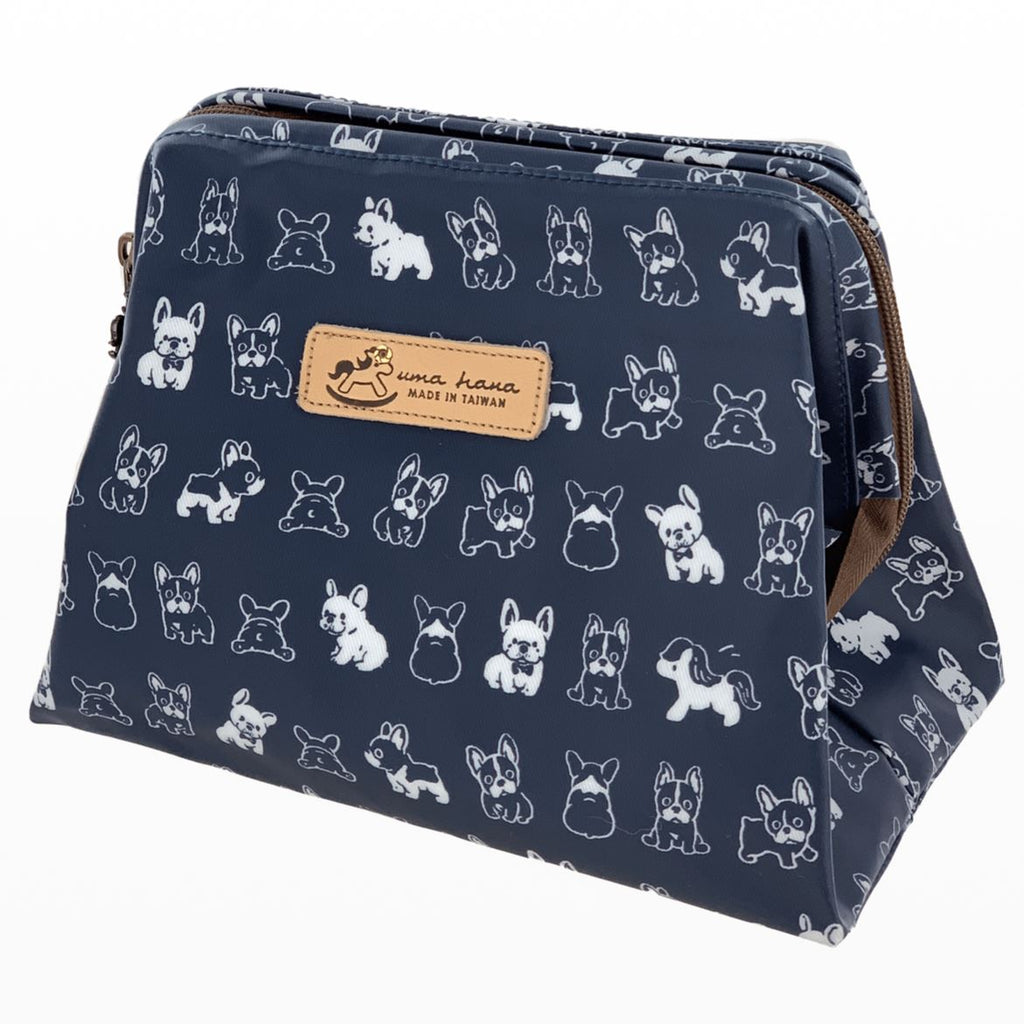 Blue French Bulldog Large Cosmetic Bag Cosmetic Bag Tworgis 
