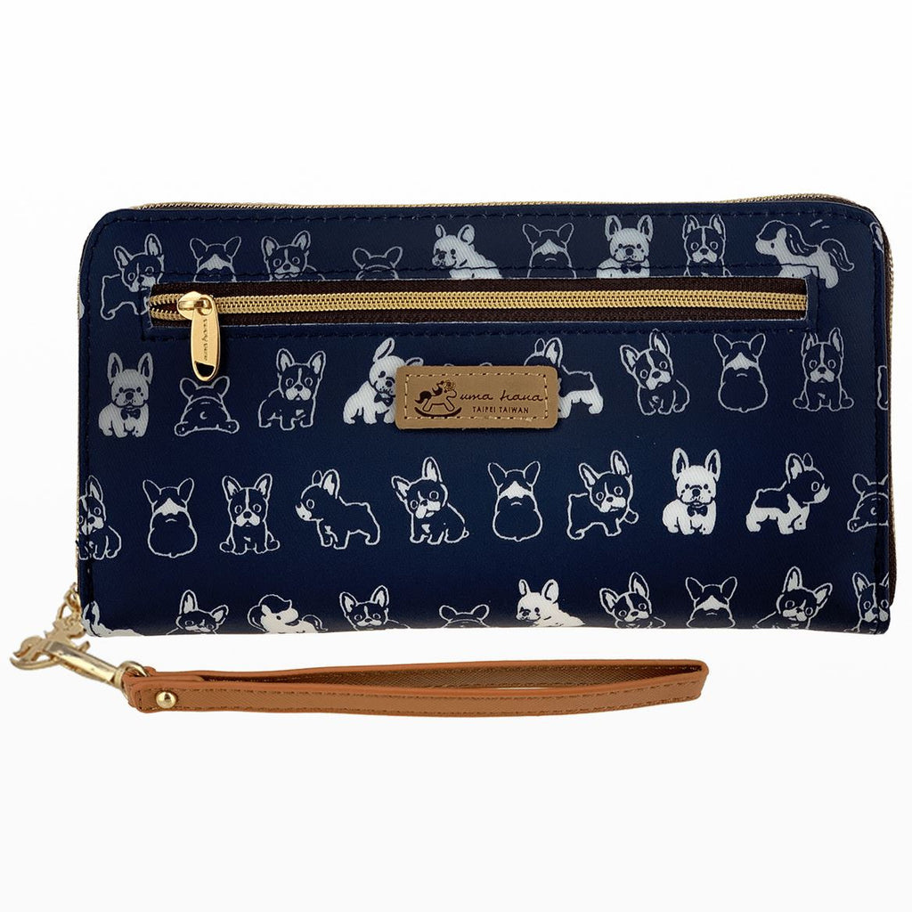 Blue French Bulldog Zipper Long Wallet Wallet Tworgis 