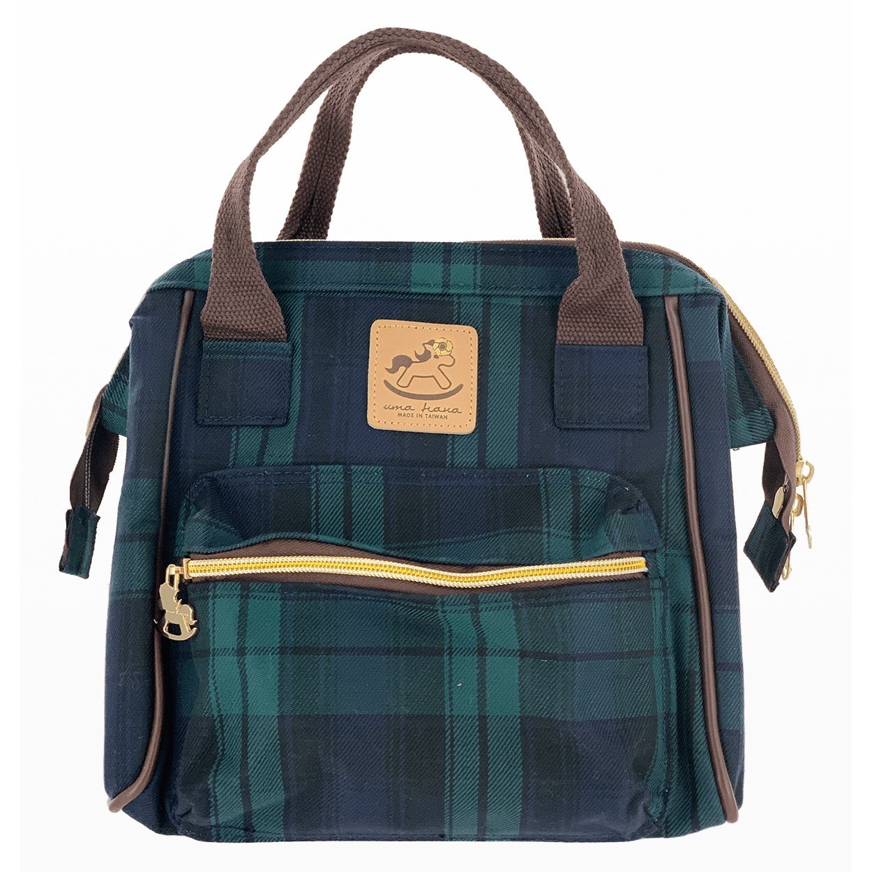 Blue & Green Tartan Plaid Small Triple Usage Bag Triple Usage Bag Tworgis 
