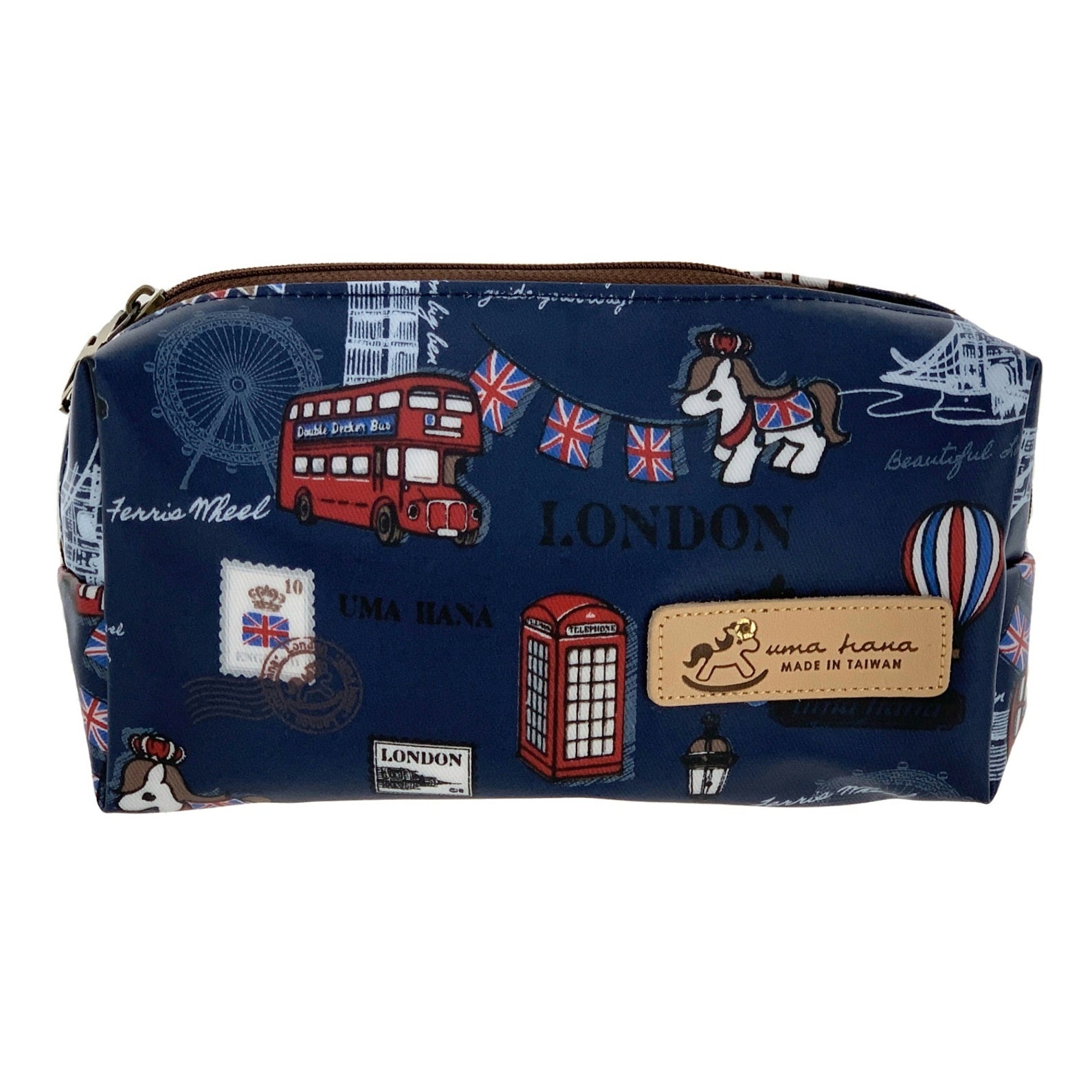 Blue London Rectangle Cosmetic Bag