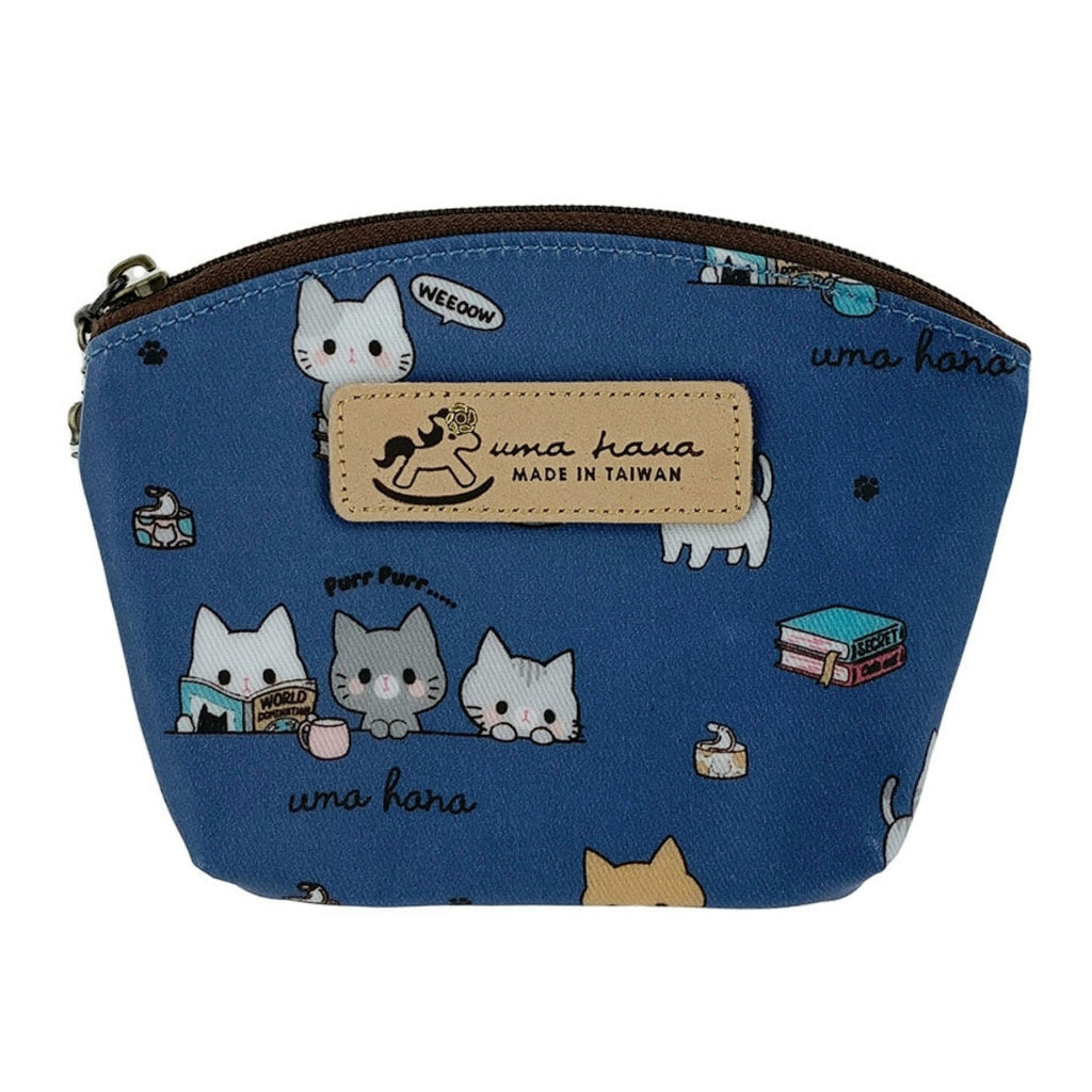 Blue Meow Cat Keychain Shell Coin Purse