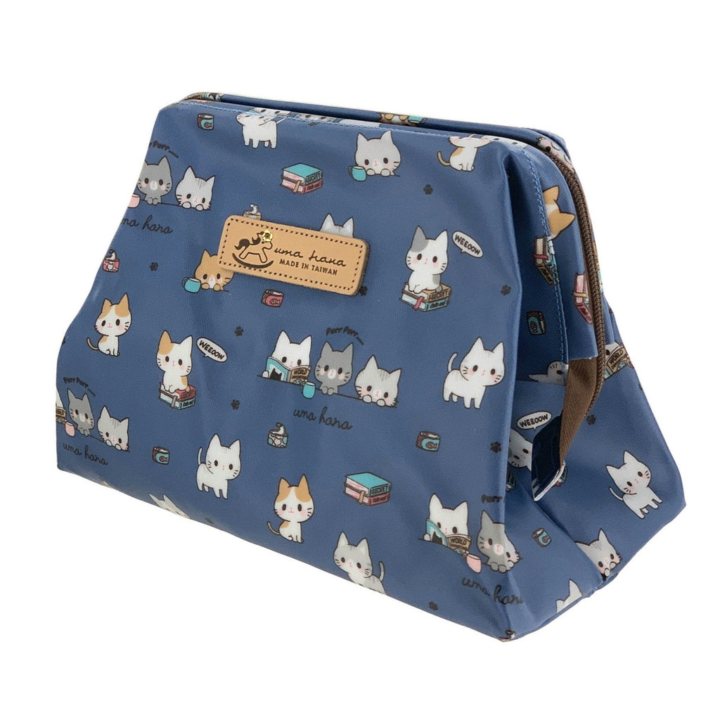 Blue Meow Cat Large Cosmetic Bag Cosmetic Bag Tworgis 