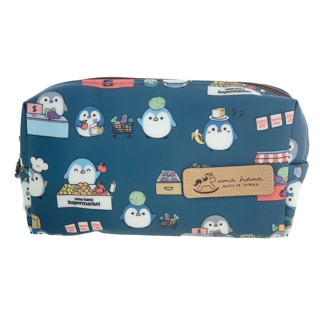 Blue Penguin Market Rectangle Cosmetic Bag
