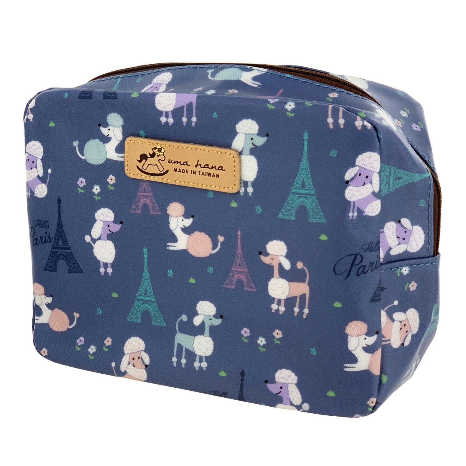 Blue Poodle in Paris Cube Cosmetic Bag Cosmetic Bag Tworgis 