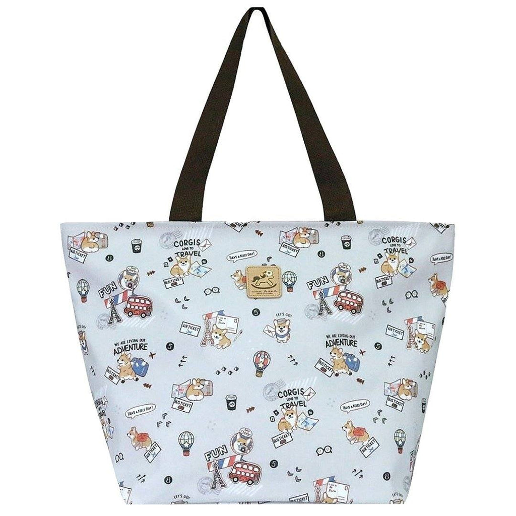 Blue Snow Corgi Large Travel Tote Tote Tworgis 