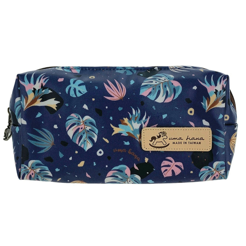 Blue Tropical Leaves Rectangle Cosmetic Bag