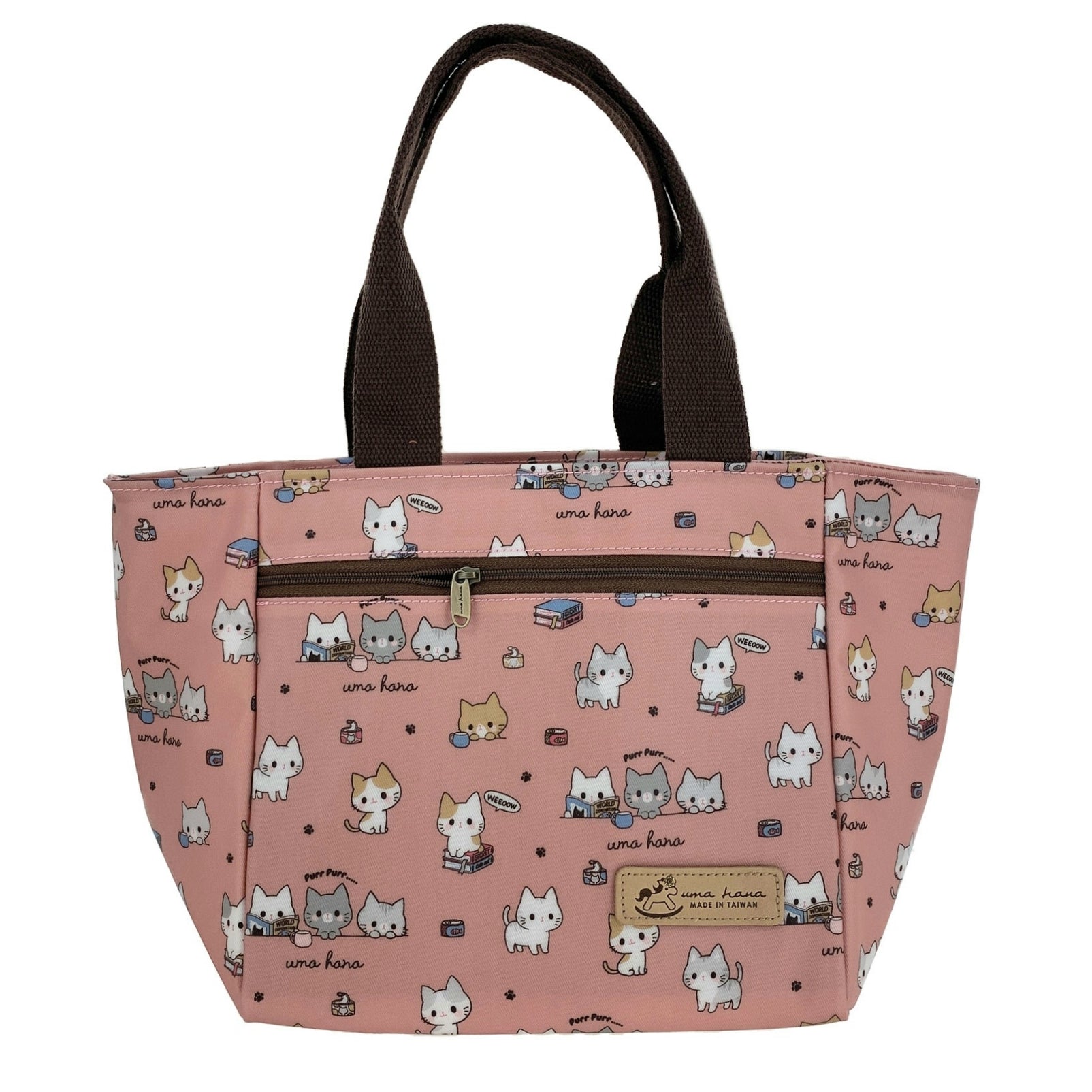 Coral Meow Cat Insulated Lunch Tote