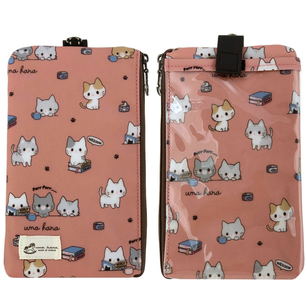 Coral Meow Cat Phone Pouch