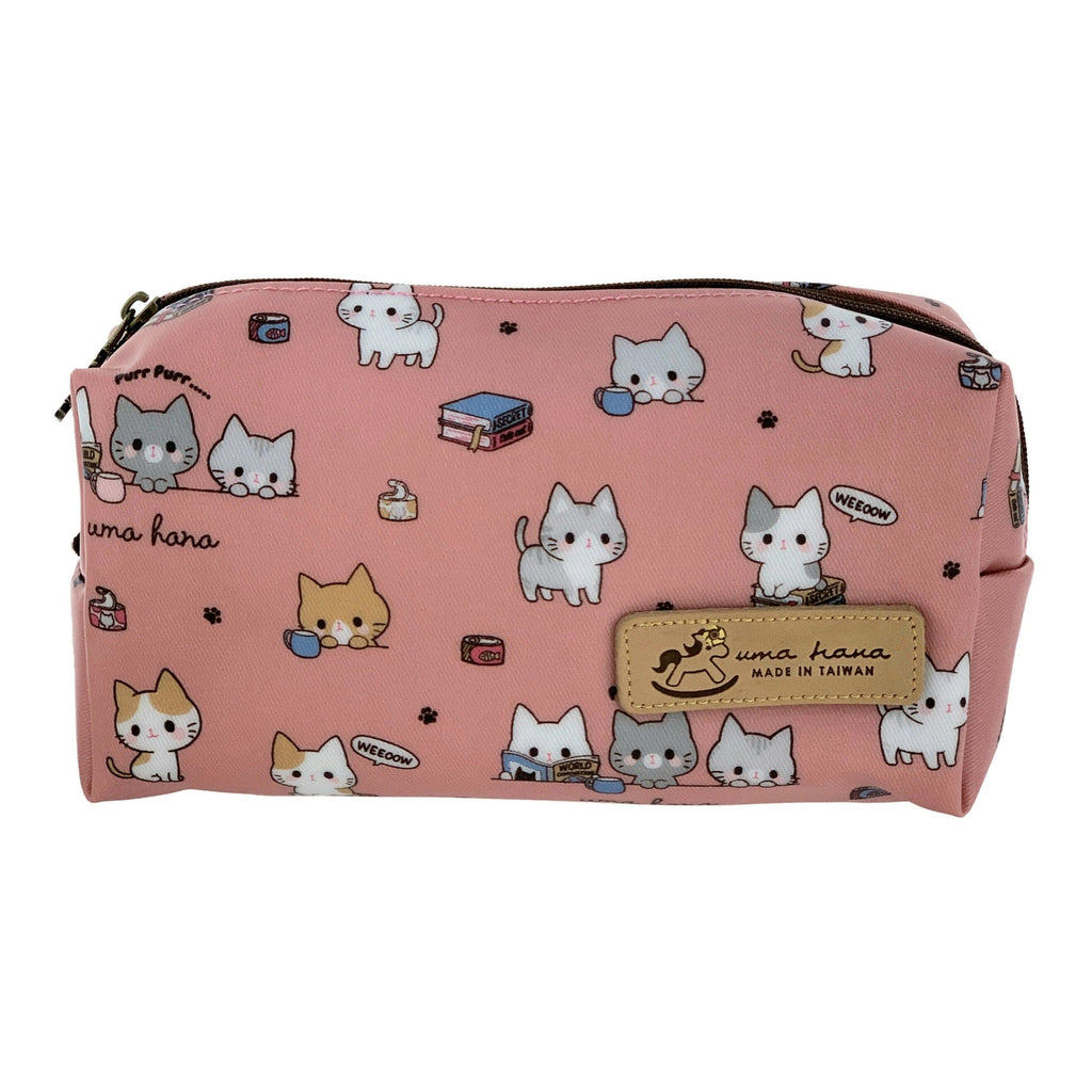 Coral Meow Cat Rectangle Cosmetic Bag