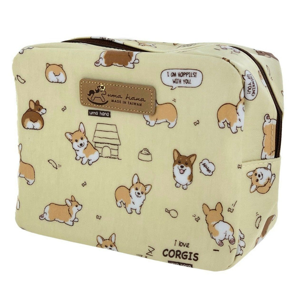 Cream Corgi Puppy Cube Cosmetic Bag Cosmetic Bag Tworgis 