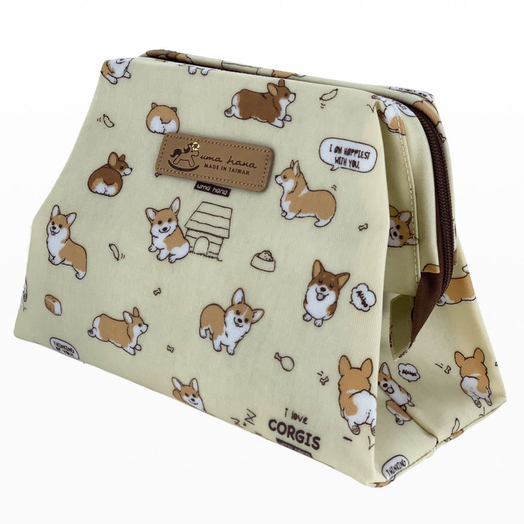 Cream Corgi Puppy Large Cosmetic Bag Cosmetic Bag Tworgis 