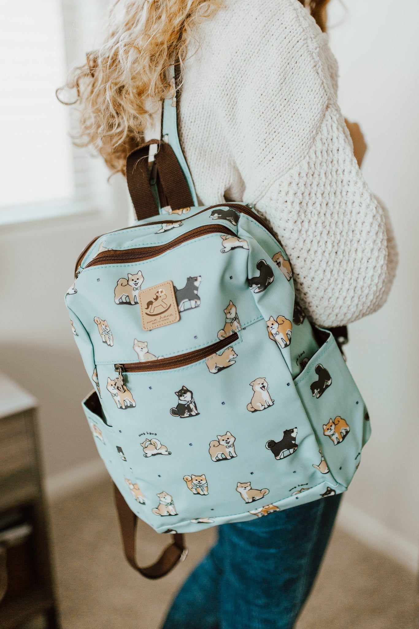 Cream Corgi Puppy Zipper Backpack Backpack Tworgis 