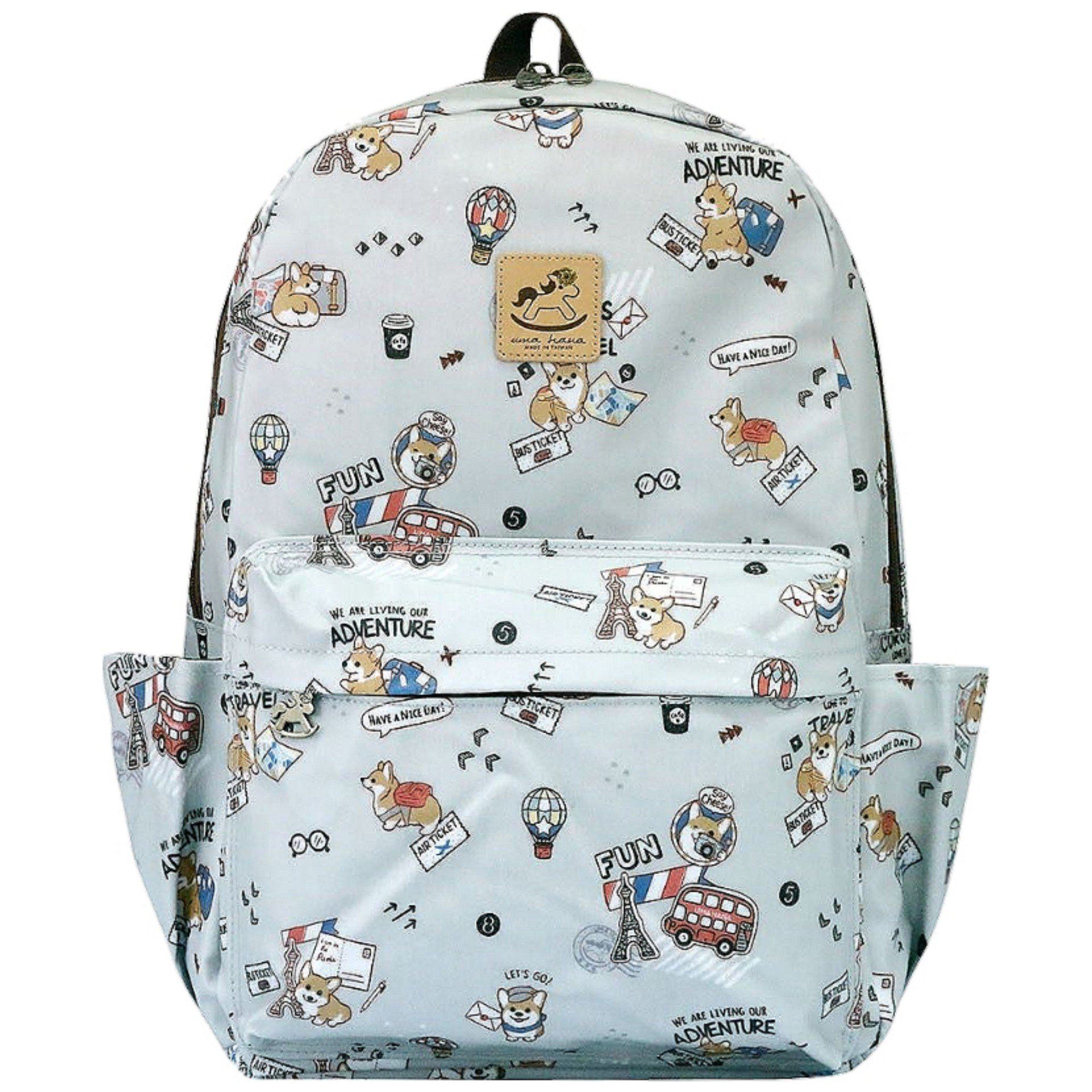Gray Corgi Adventure Large Backpack Backpack Tworgis 
