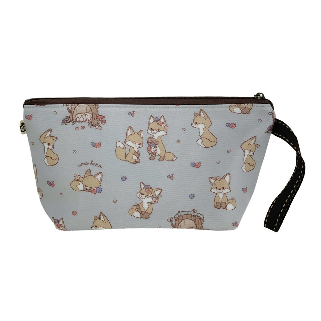 Gray Enchanted Foxes Dumpling Cosmetic Bag