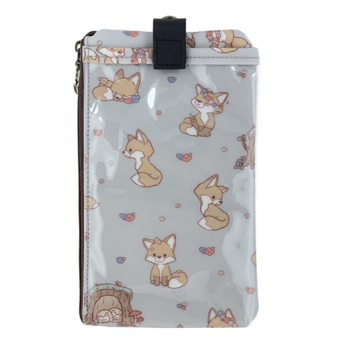 Gray Enchanted Foxes Phone Pouch