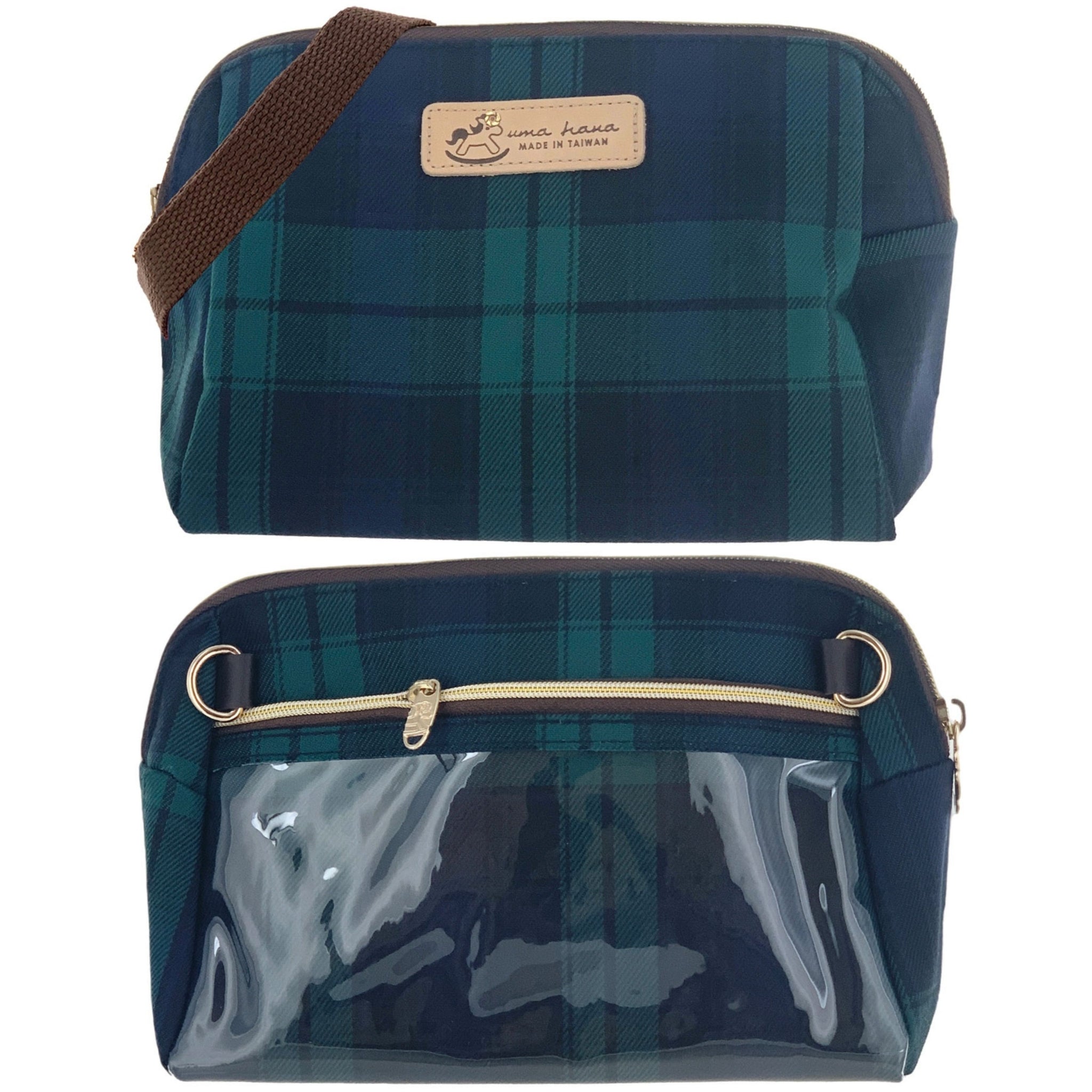 Green & Blue Tartan Plaid Mufe Crossbody Bag