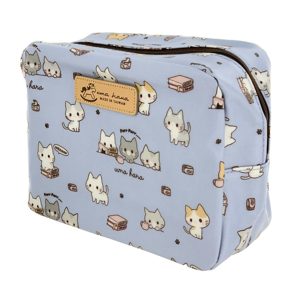 Light Blue Meow Cat Cube Cosmetic Bag Cosmetic Bag Tworgis 