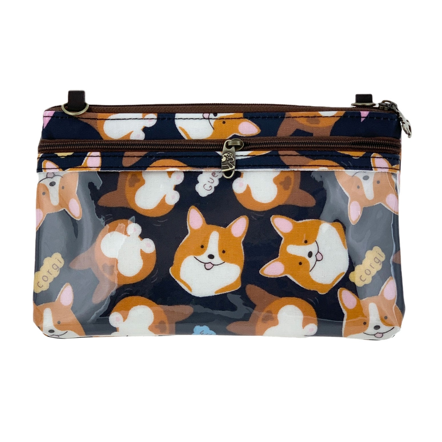 Midnight Blue Corgi Momo Zipper Crossbody