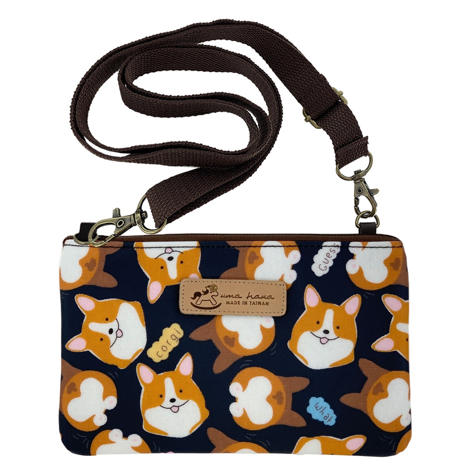 Midnight Blue Corgi Momo Zipper Crossbody