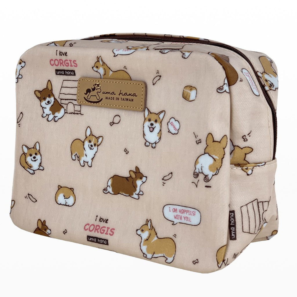 Peach Corgi Puppy Cube Cosmetic Bag Cosmetic Bag Tworgis 