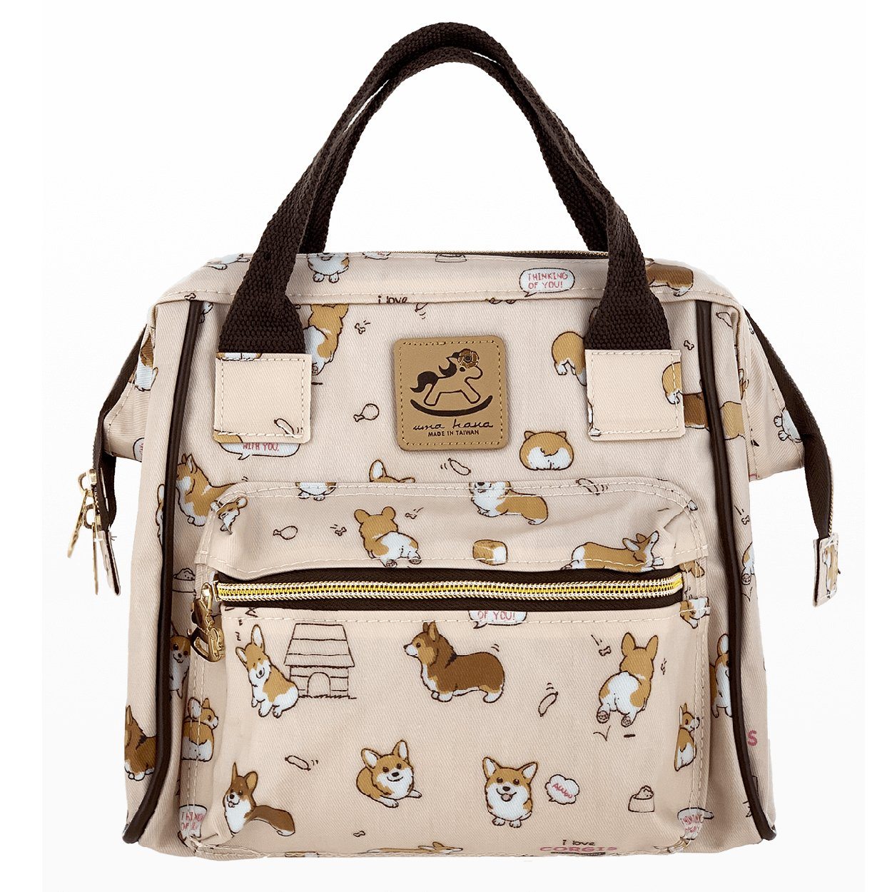 Peach Corgi Puppy Small Triple Usage Bag Triple Usage Bag Tworgis 