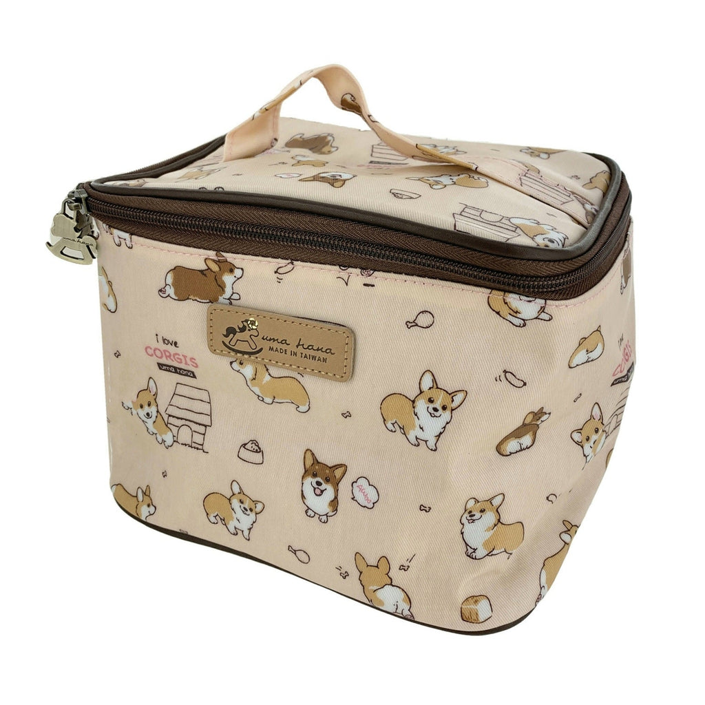 Peach Corgi Puppy Travel Cosmetic Bag