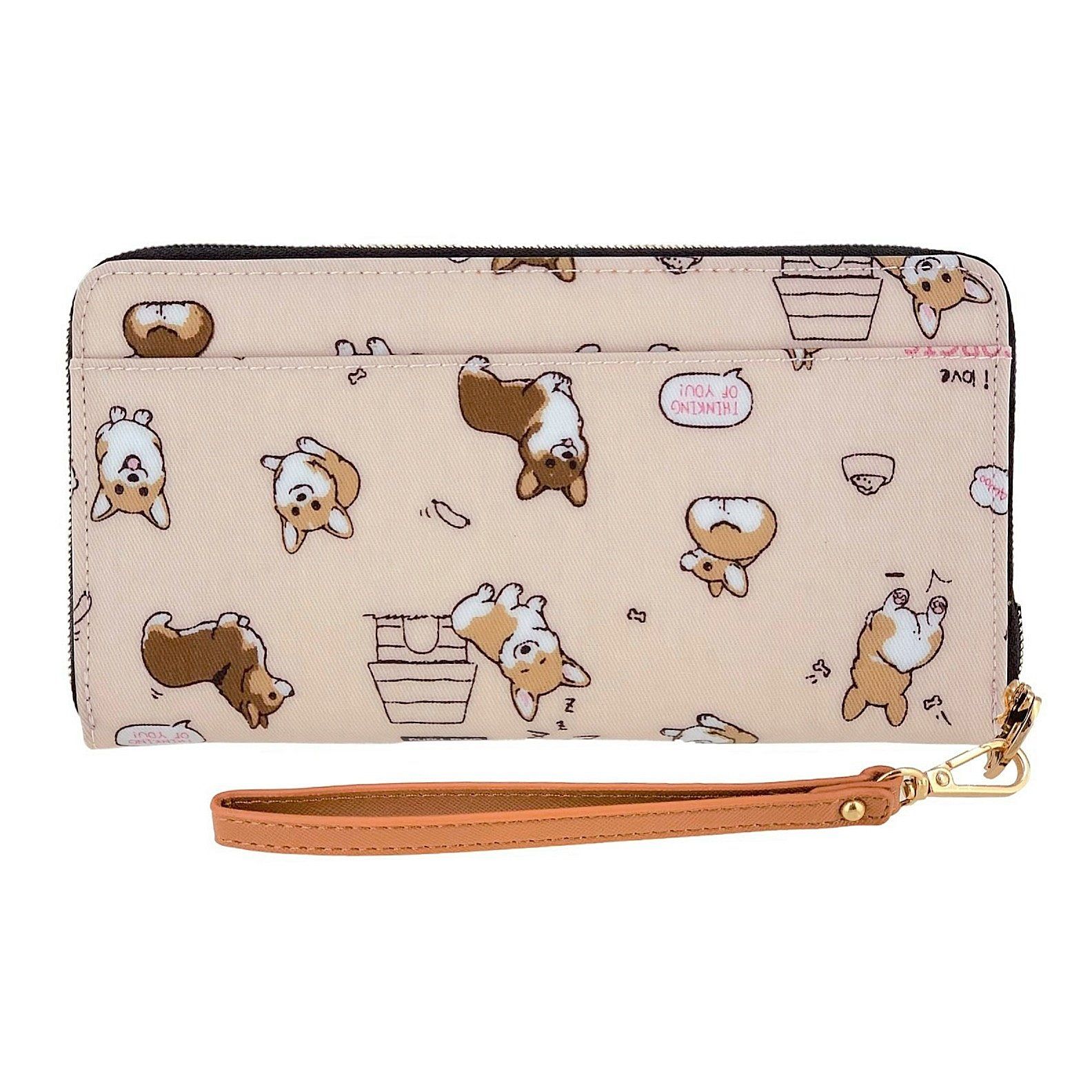 Peach Corgi Puppy Zipper Long Wallet Wallet Tworgis 