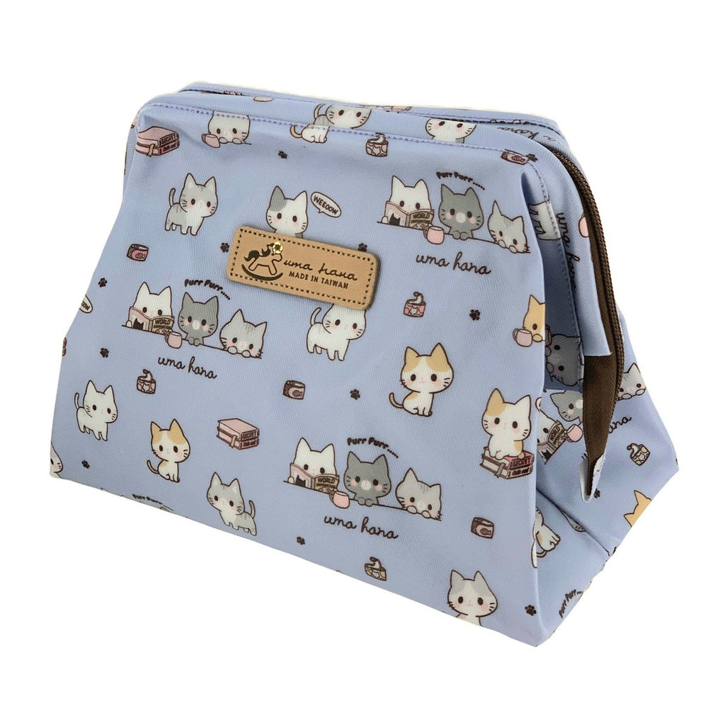 Periwinkle Blue Meow Cat Large Cosmetic Bag Cosmetic Bag Tworgis 