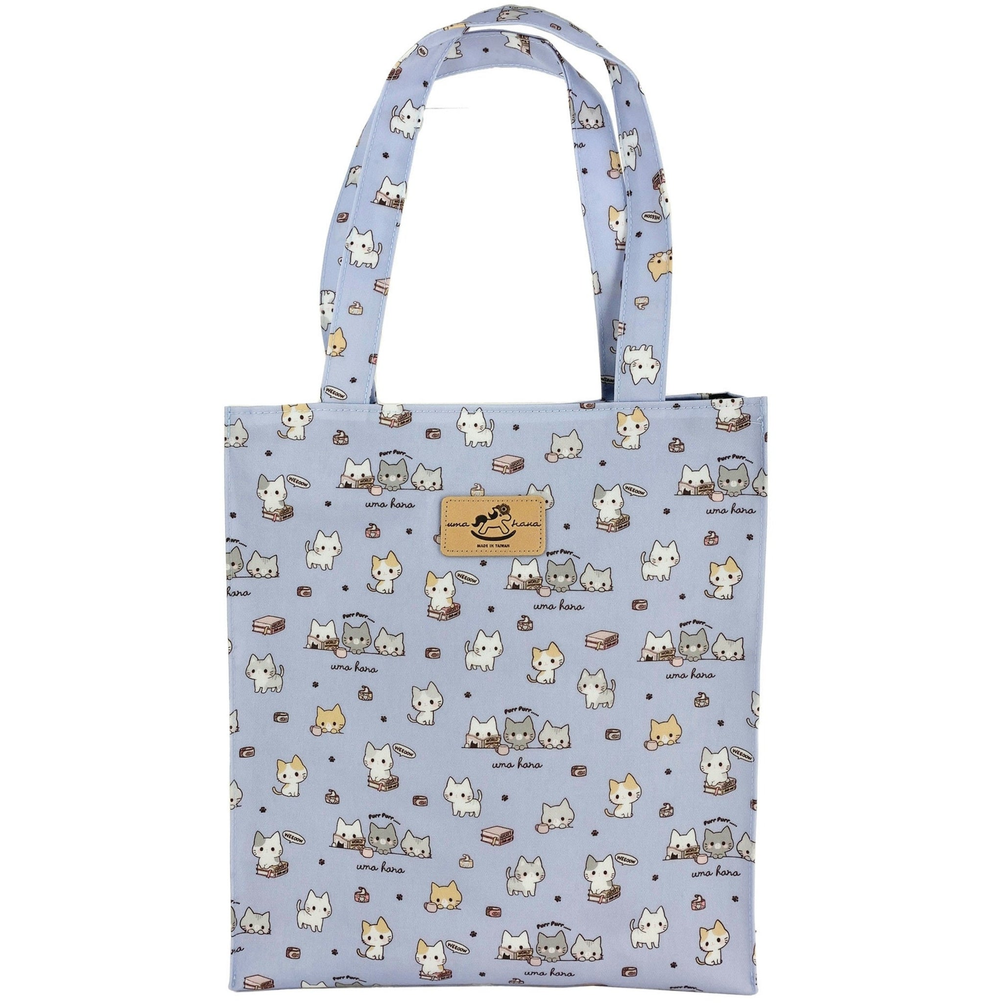 Periwinkle Blue Meow Cat Large Tote