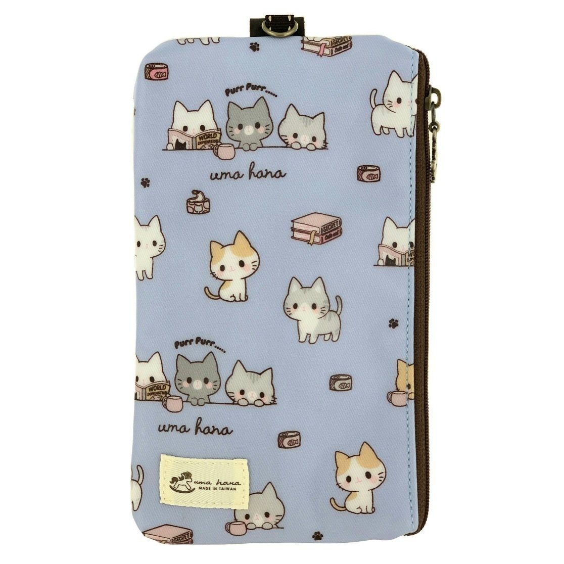 Periwinkle Blue Meow Cat Phone Pouch Phone Pouch Tworgis 