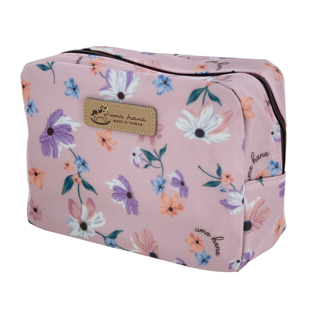 Pink Floral Meadows Cube Cosmetic Bag