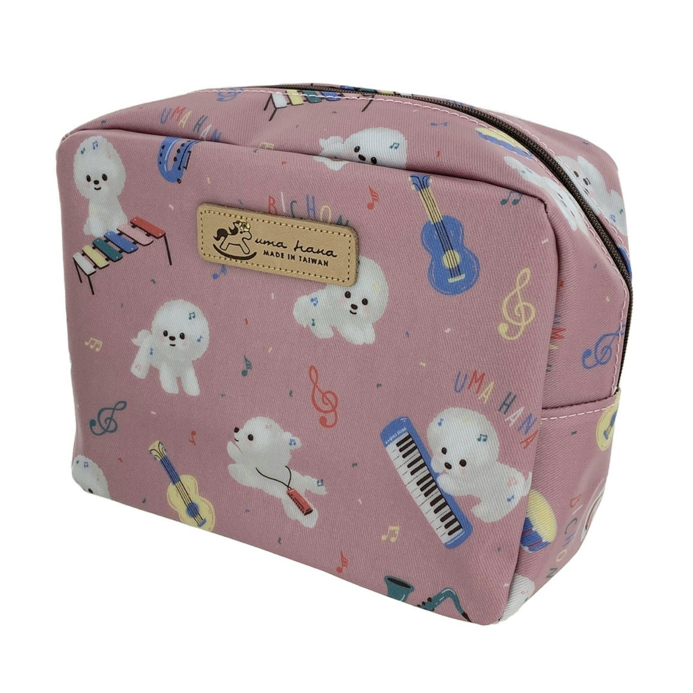 Pink Music Bichon Cube Cosmetic Bag