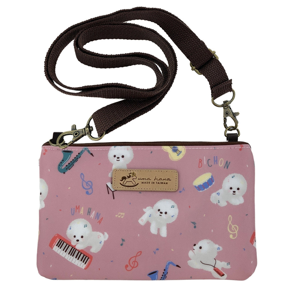 Pink Music Bichon Zipper Crossbody