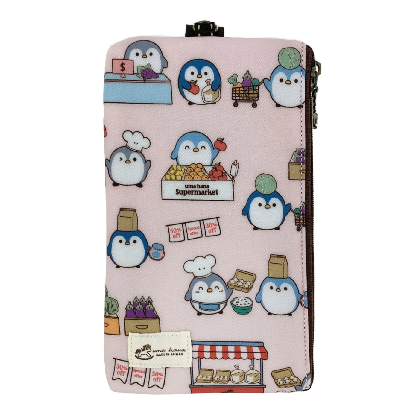 Pink Penguin Market Phone Pouch