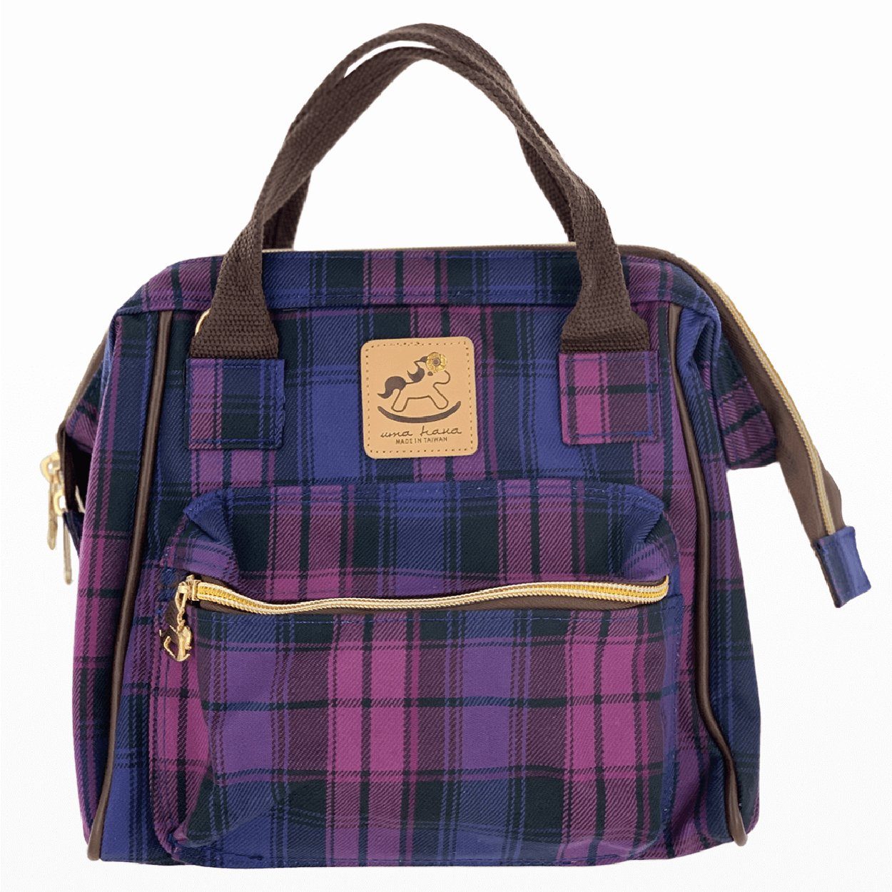 Pink & Purple Tartan Plaid Small Triple Usage Bag Triple Usage Bag Tworgis 