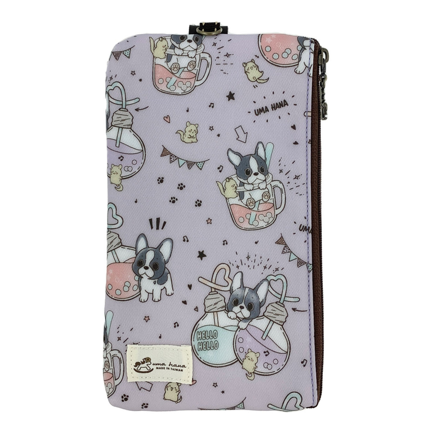 Purple Boba Frenchie Phone Pouch