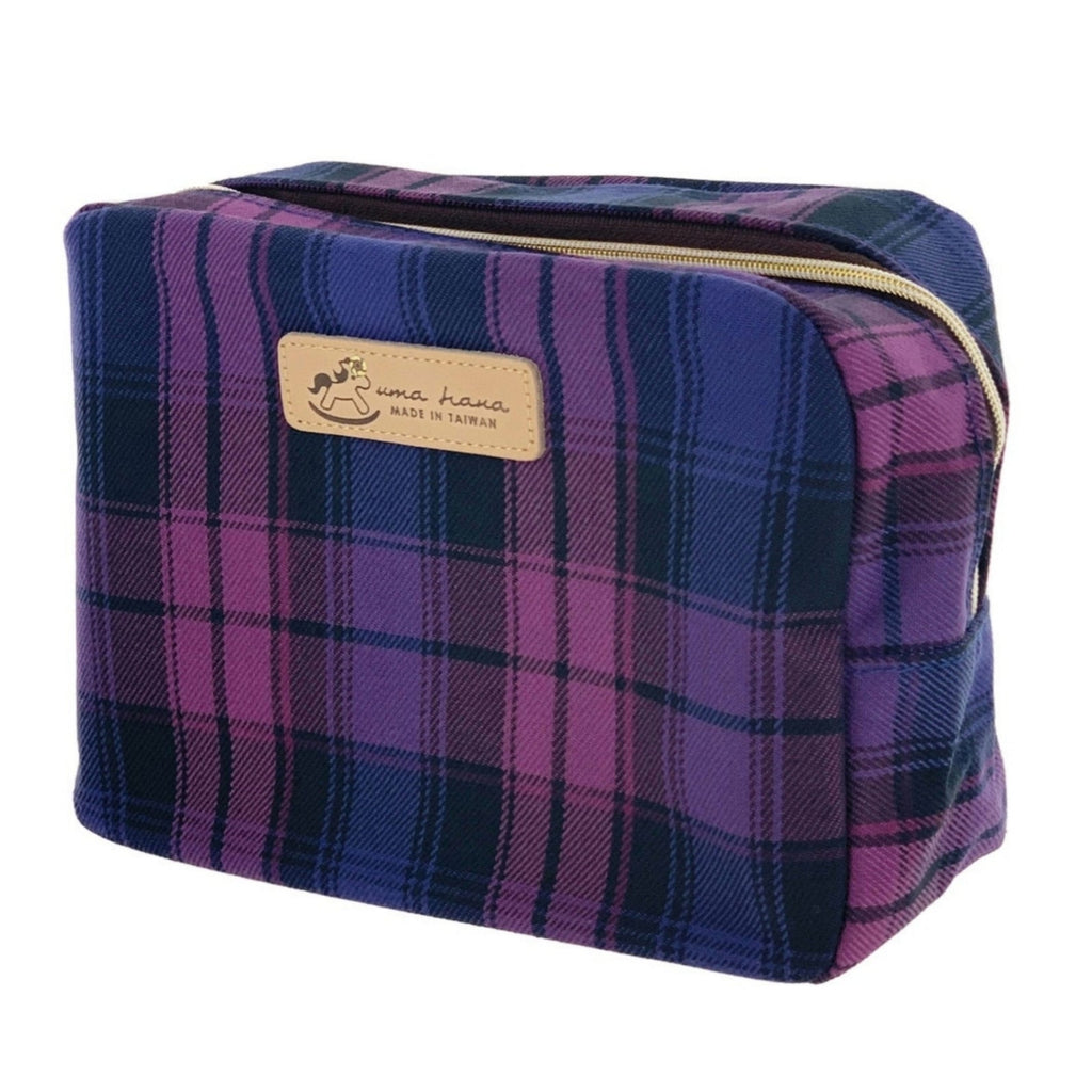 Purple & Pink Tartan Plaid Cube Cosmetic Bag