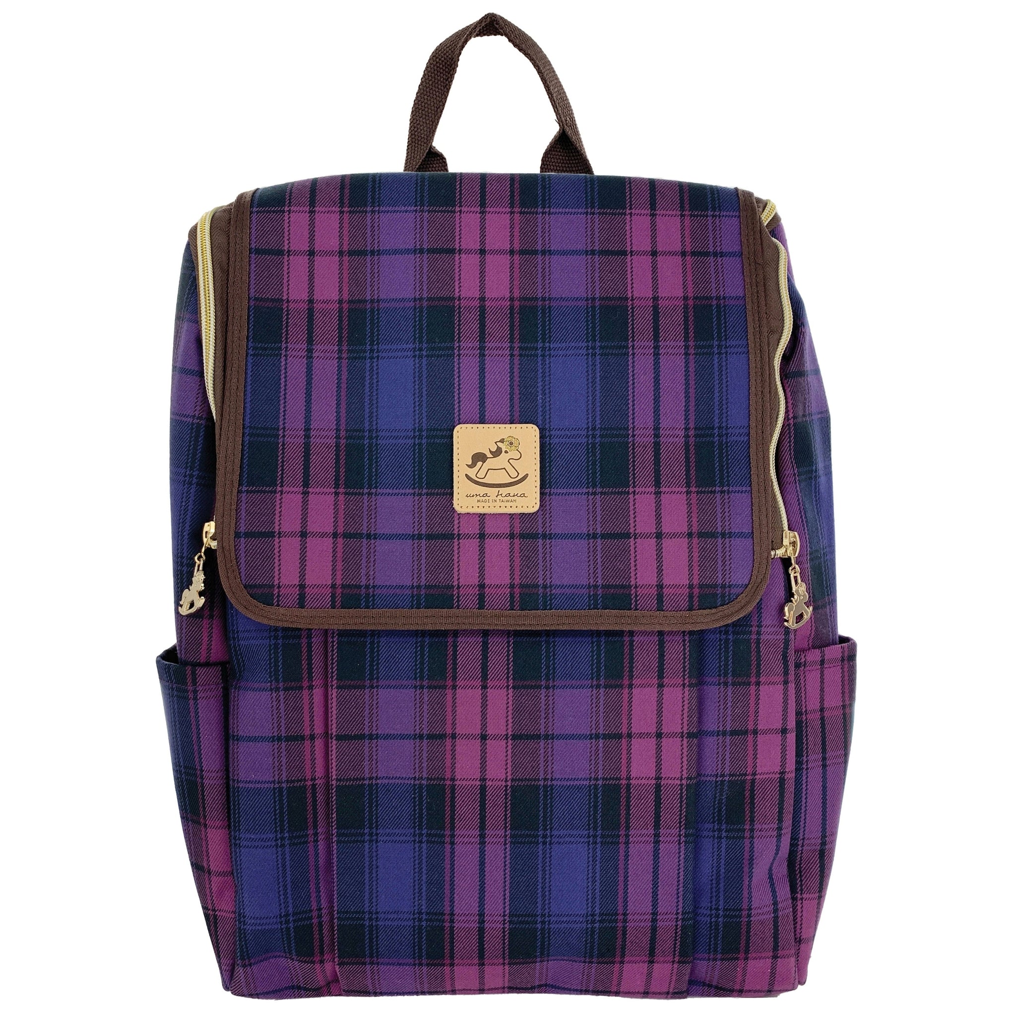 Purple & Pink Tartan Plaid Flip Backpack