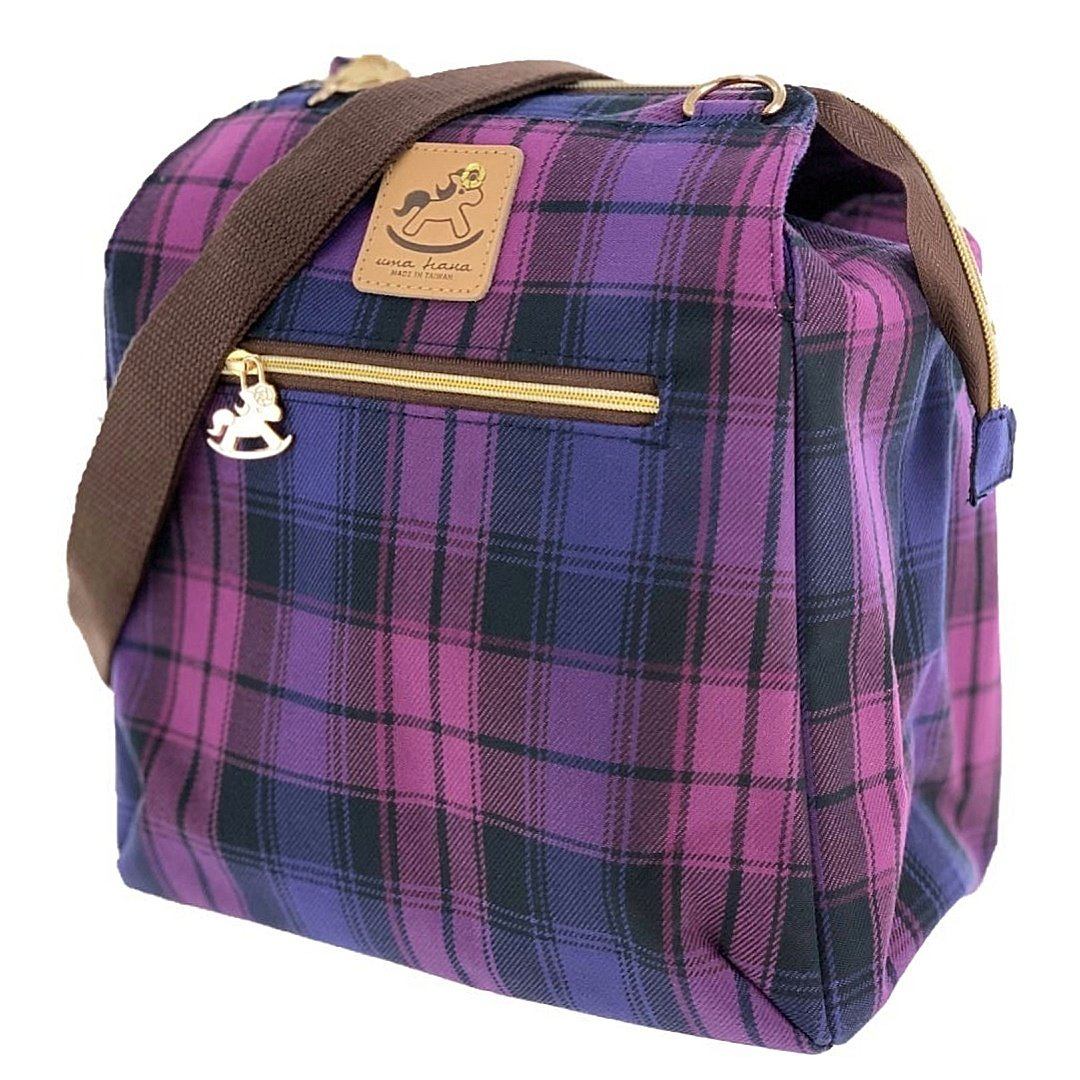 Purple & Pink Tartan Plaid Multipurpose Bag Multipurpose Bag Tworgis 