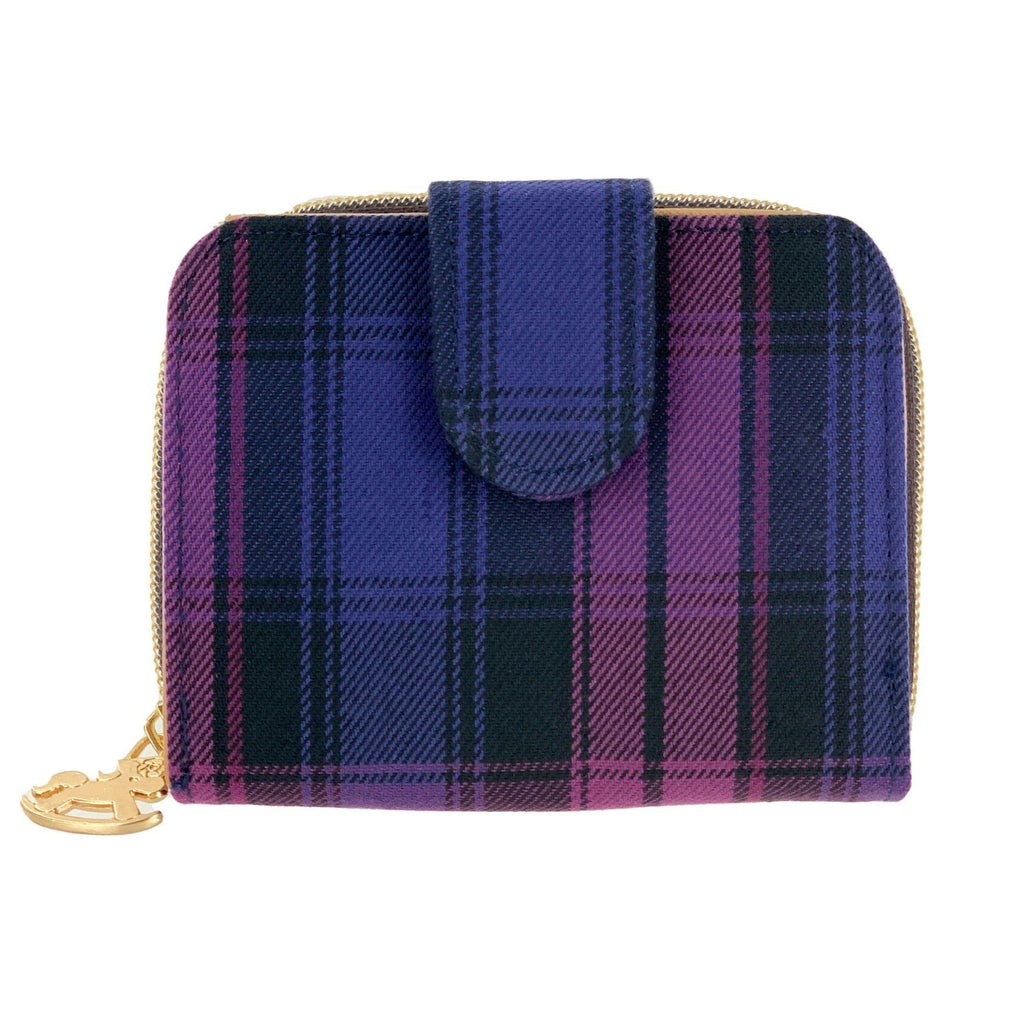 Purple & Pink Tartan Plaid Short Wallet Wallet Tworgis 