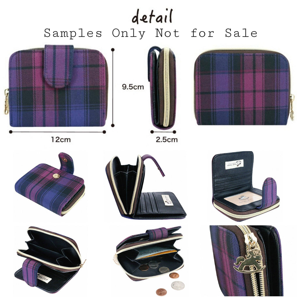 Purple & Pink Tartan Plaid Short Wallet Wallet Tworgis 