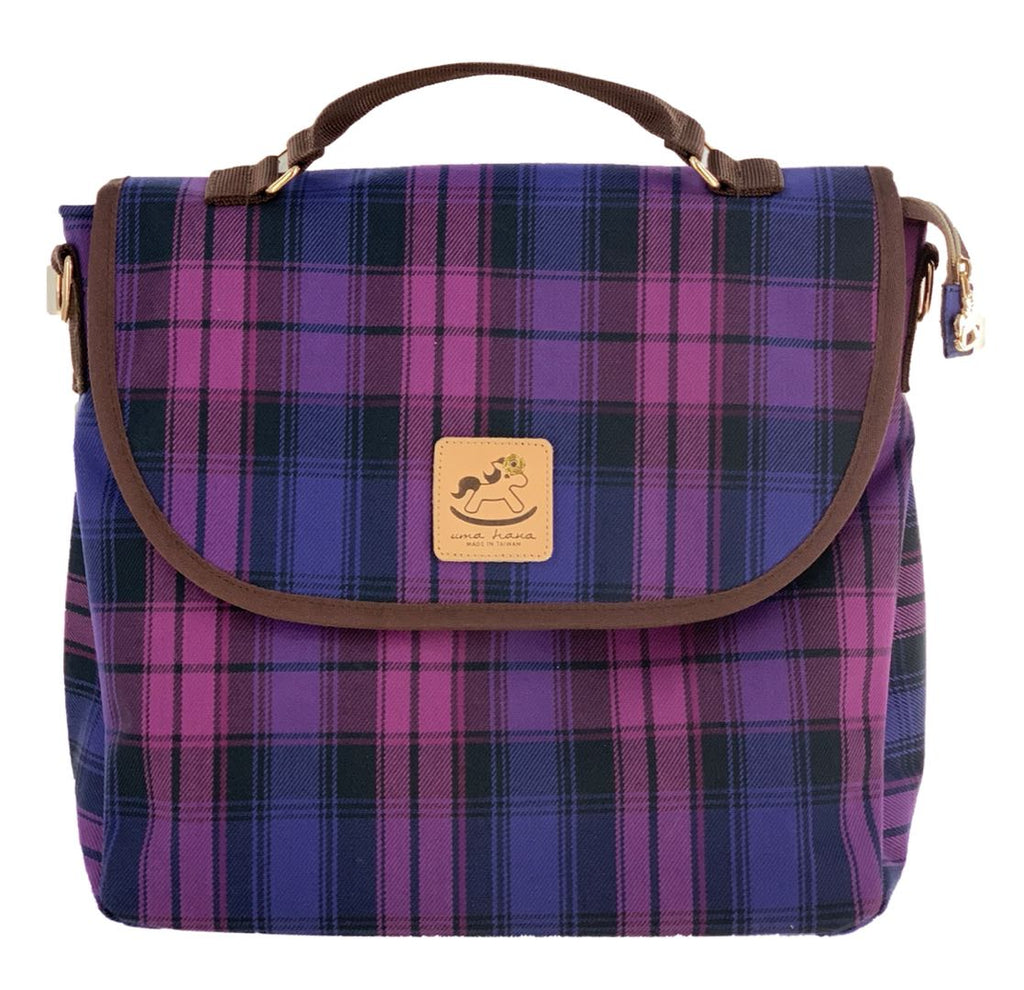 Purple & Pink Tartan Plaid Triple Usage Bag Triple Usage Bag Tworgis 