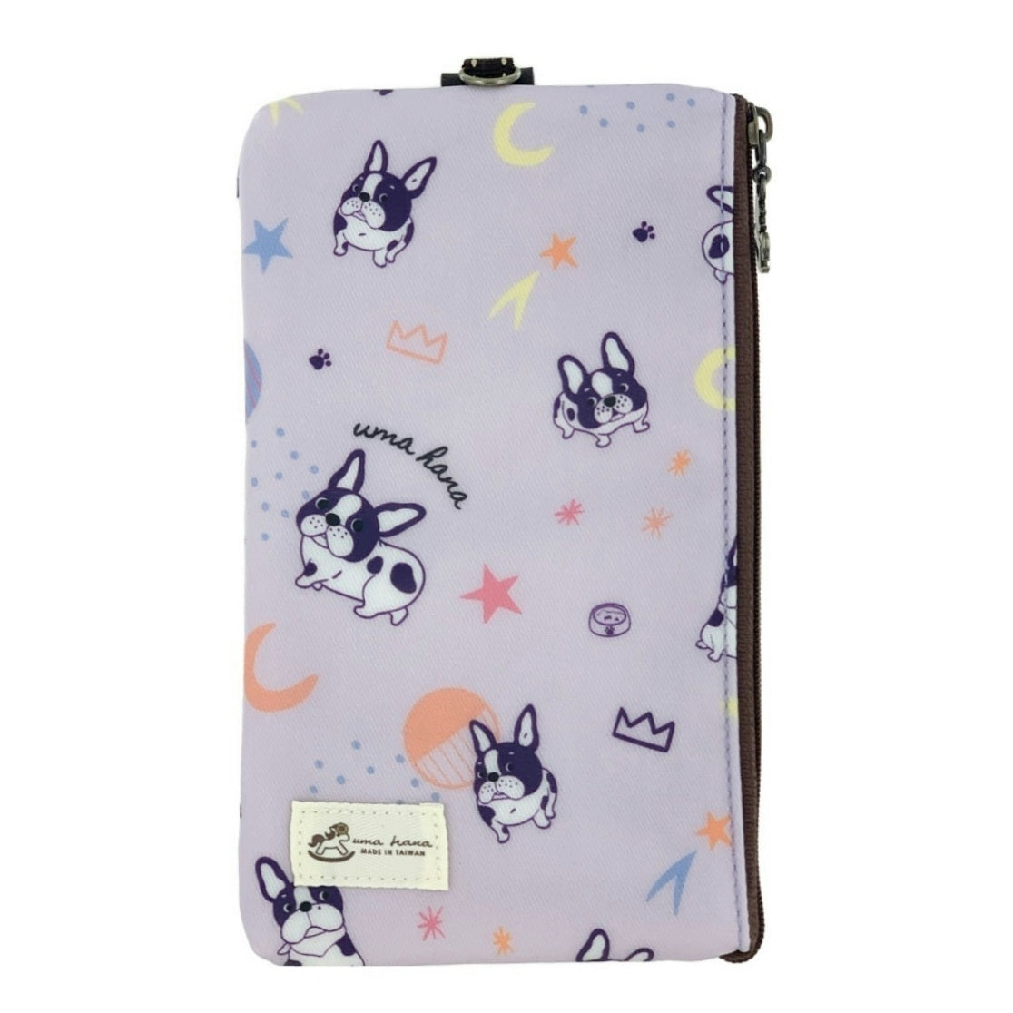 Purple Twilight Frenchie Phone Pouch